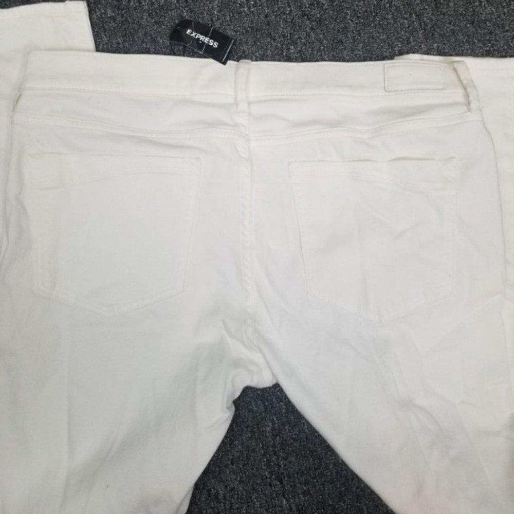 EXPRESS Mid-Rise White Distressed Destroyed Legging Jeans Size 14 not with tags - Picture 8 of 12